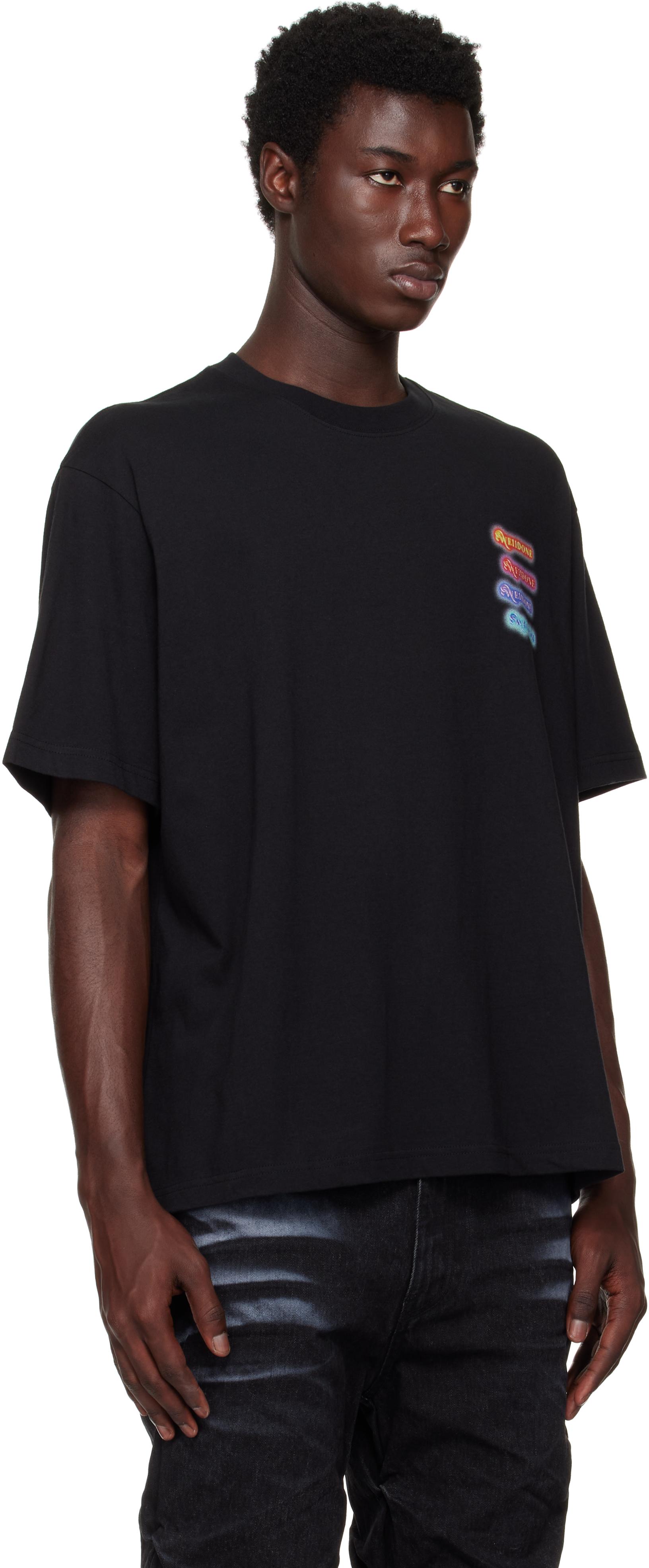 【関税込み】We11done ブラック Neon Logo 半袖Tシャツ We11done logo-print Cotton T-shirt | Black | FARFETCH JO