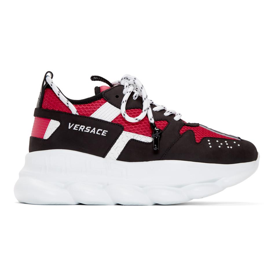 Versace Leather Black And Red Nyc Runway Chain Reaction Sneakers for Men |  Lyst