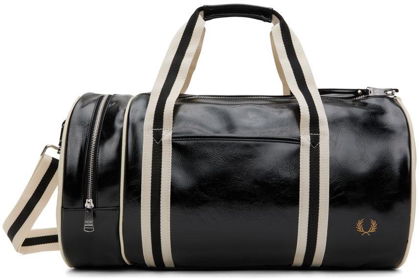 Fred Perry Black & White Barrel Duffle Bag for Men | Lyst