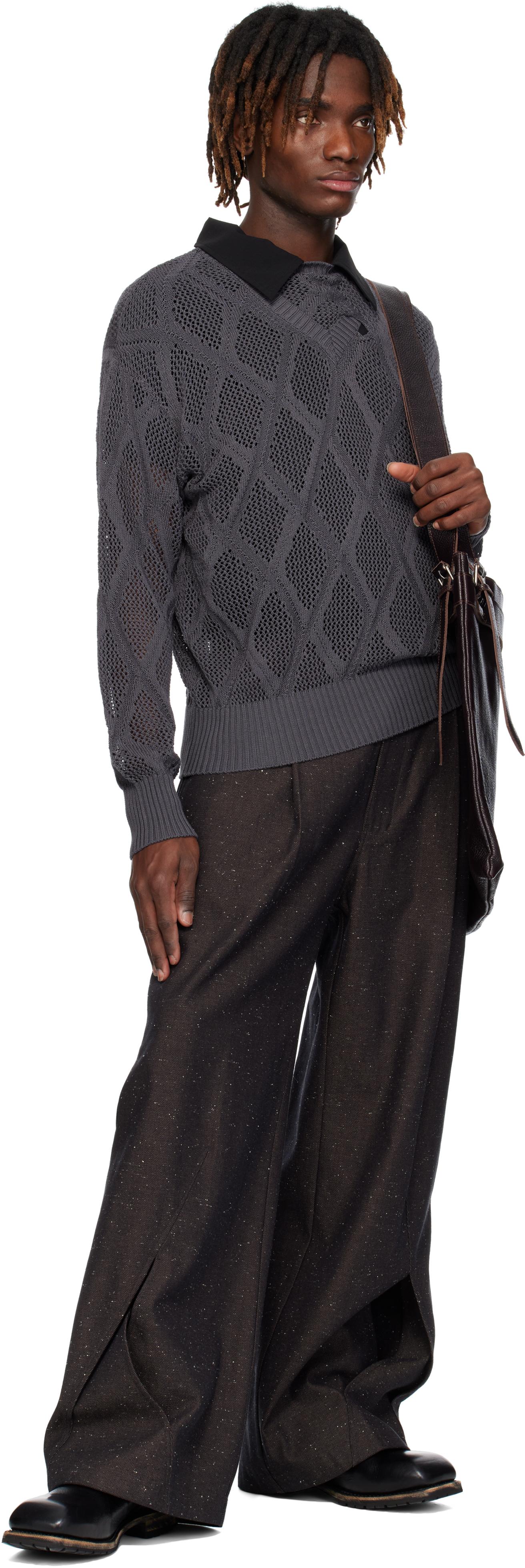 パンツ Nullus INTERTWINED STRUCTURE TROUSERS NULLUS Intertwined Structure Trousers in Black for Men | Lyst