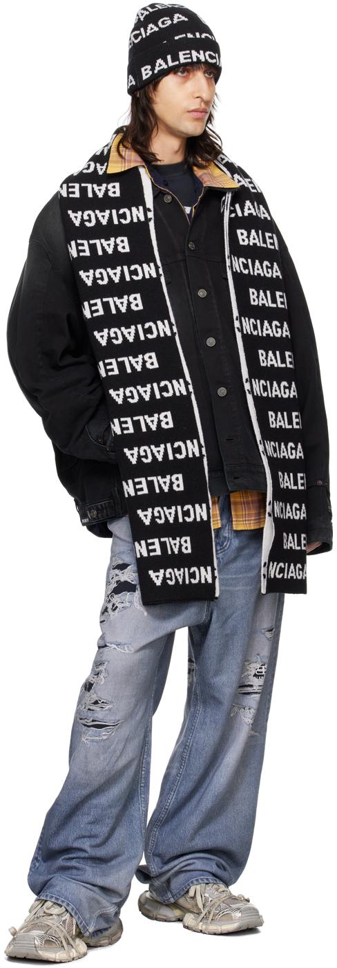 BALENCIAGA マフラー ブラック/ホワイト