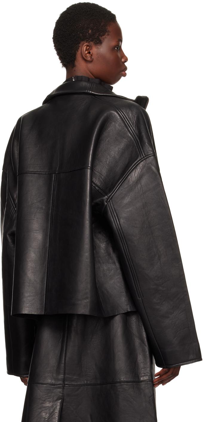 REMAIN Birger Christensen Bonded Box-Fit Leather Jacket in Black | Lyst
