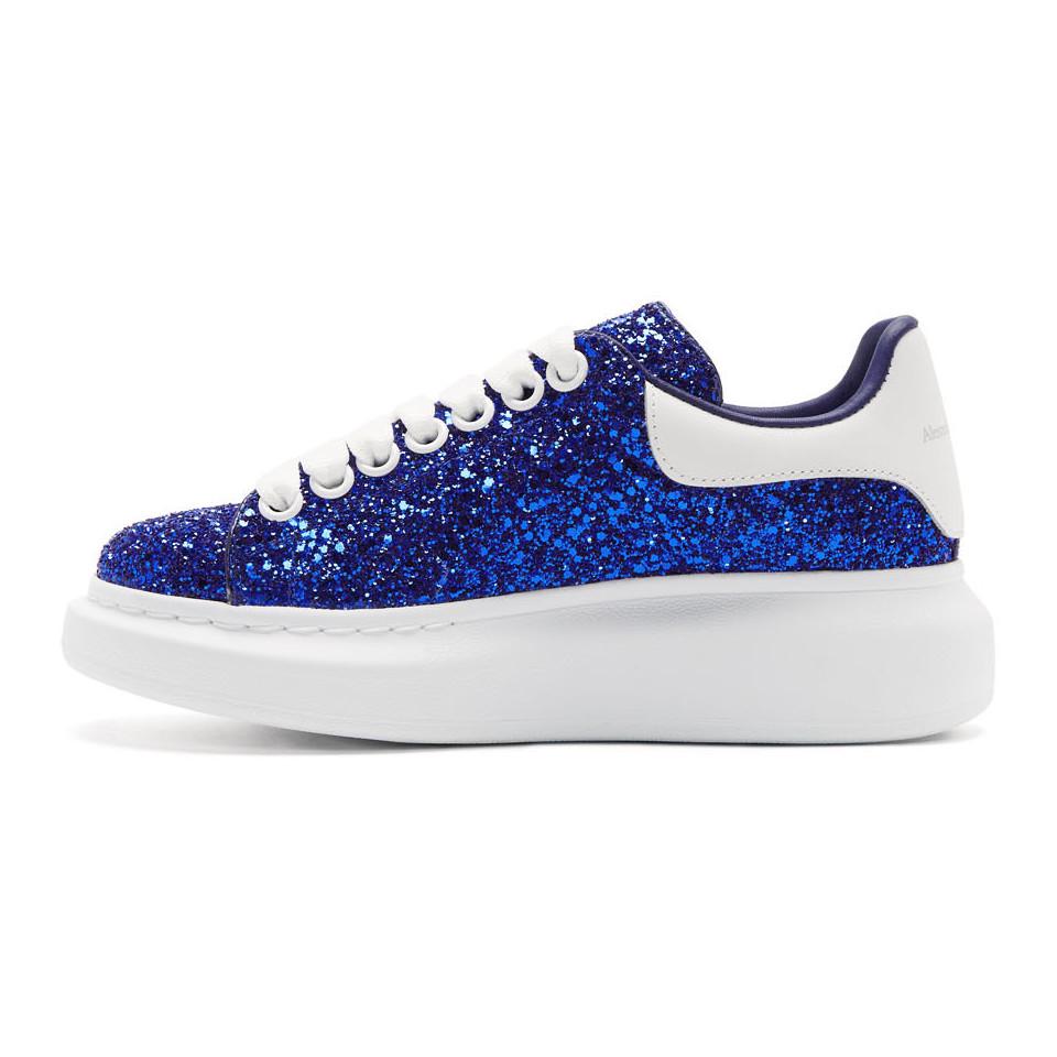 Alexander McQueen Leather Blue Crystal Glitter Oversized Sneakers - Lyst