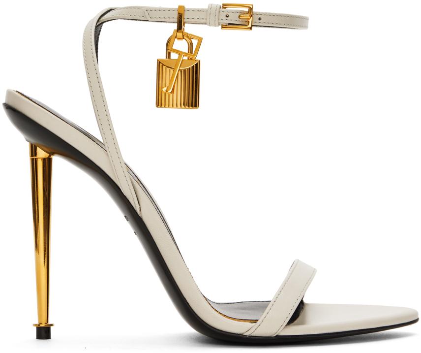 Tom Ford White Padlock Pointy Naked Heels in Black | Lyst Canada
