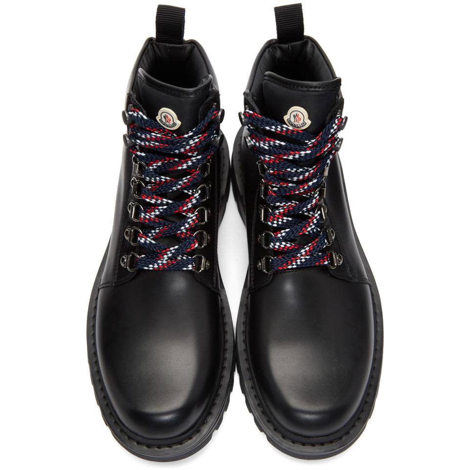 Moncler Leather Black Isaac Laceup Boots for Men Lyst