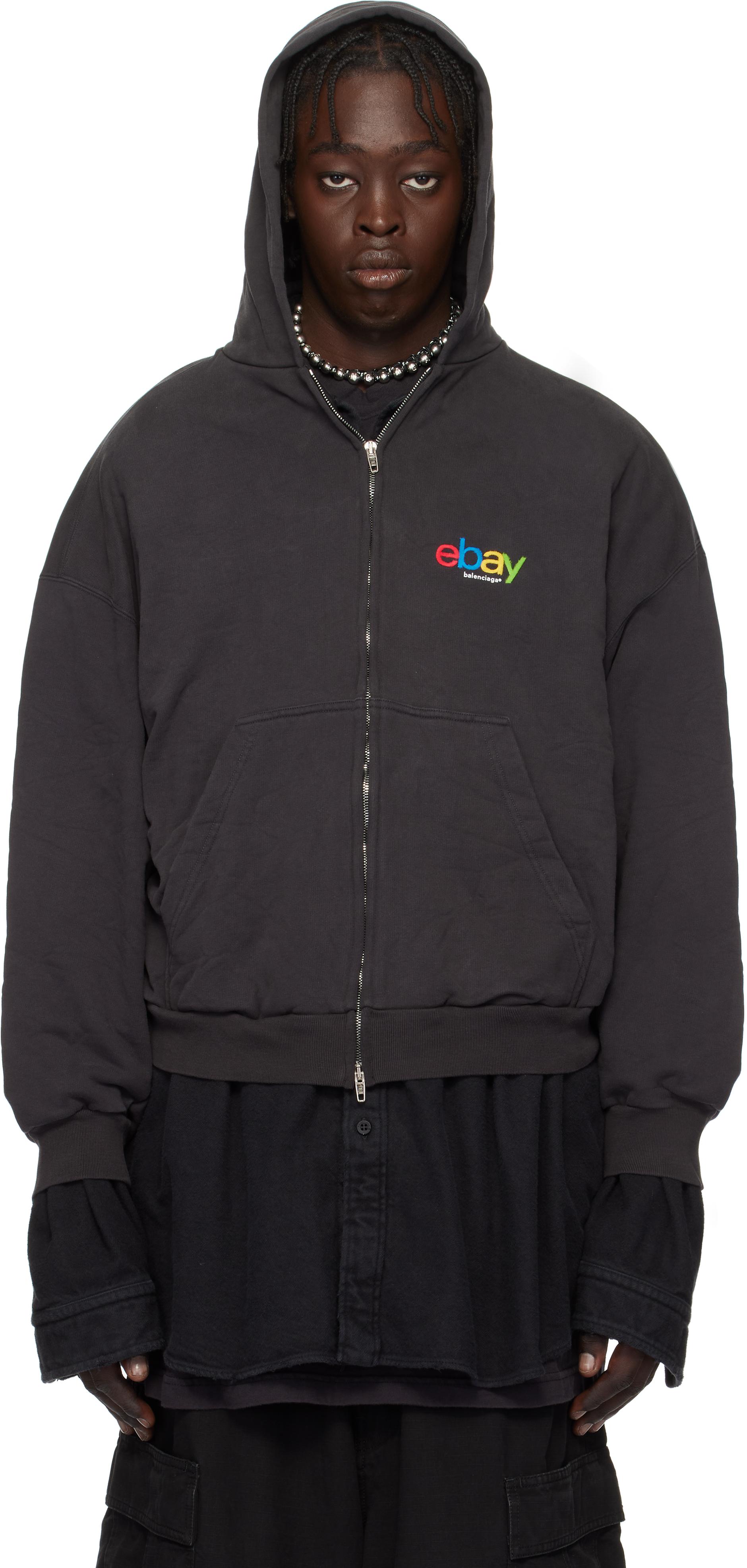 Balenciaga Ebay Edition Zip-Up Hoodie in Black for Men | Lyst UK