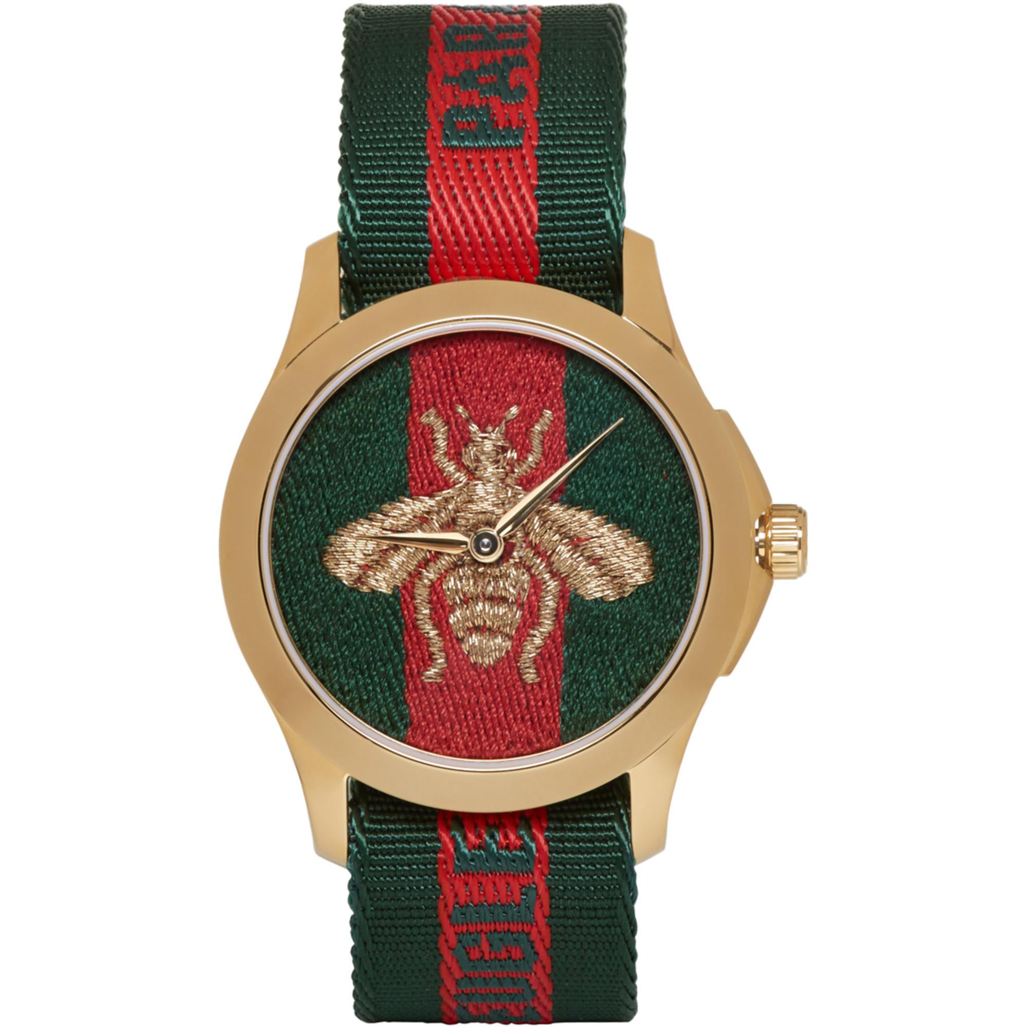 Gucci Gold & Green 'l'aveugle Par Amour' Bee Watch in Metallic for Men |  Lyst