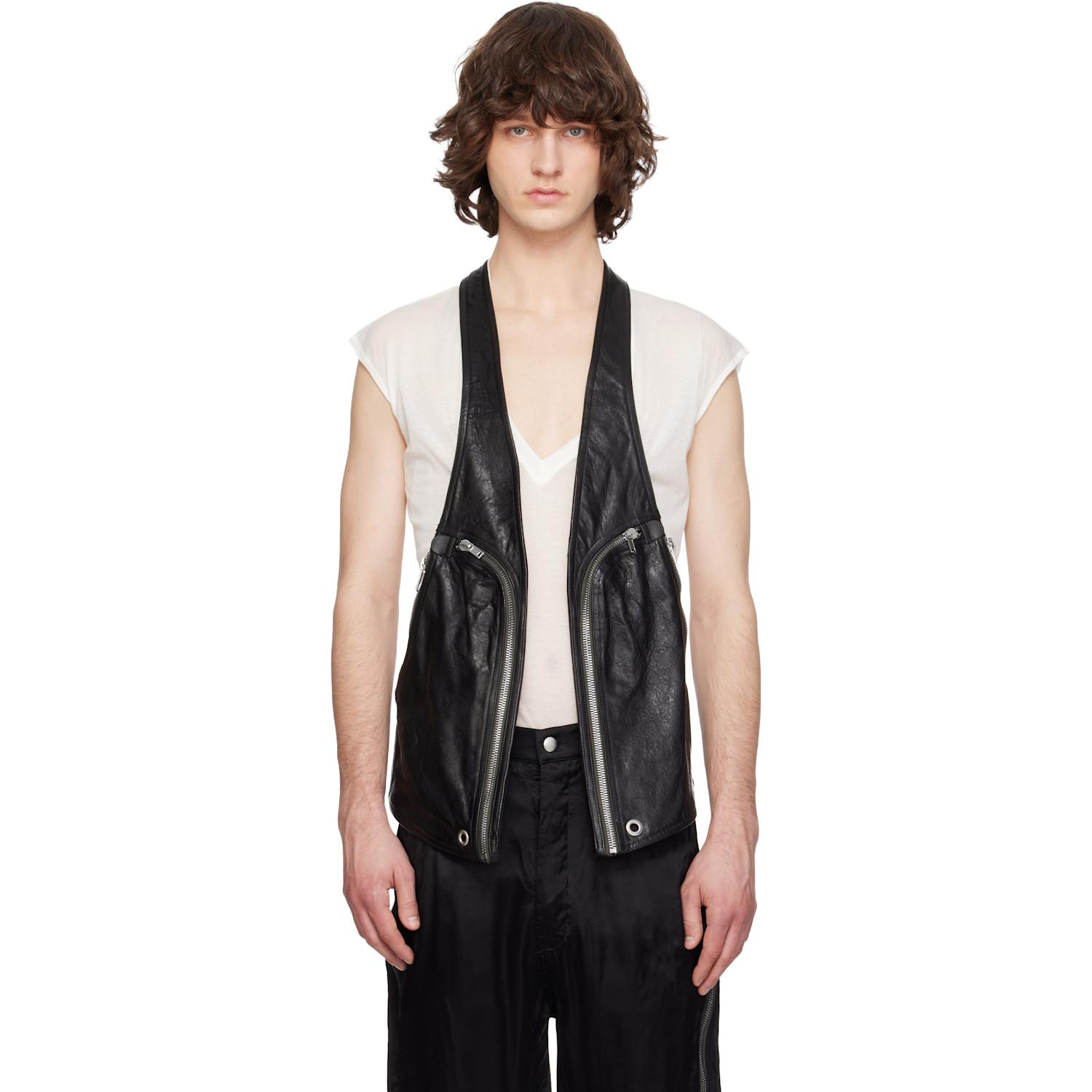 Rick Owens Temple Bauhaus Leather Vest in Black for Men | Lyst