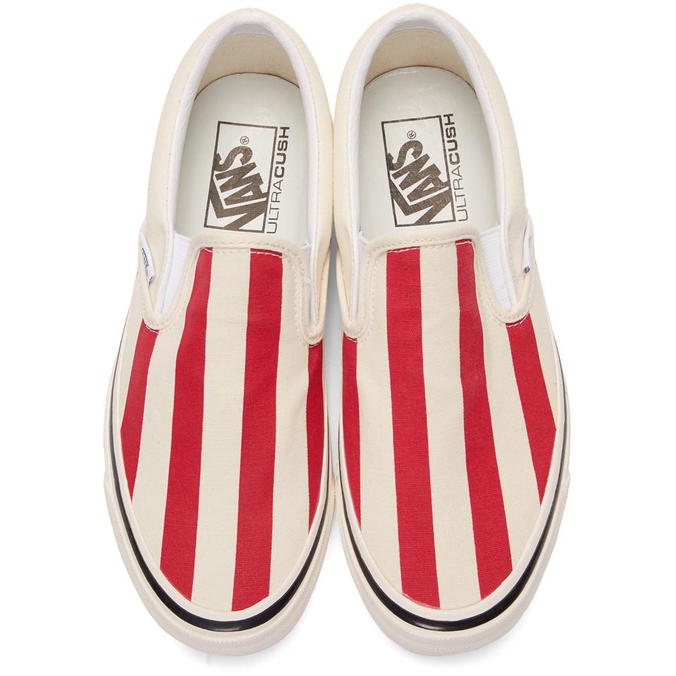 Vans Canvas Red And Striped Dx Slip-on Sneakers -
