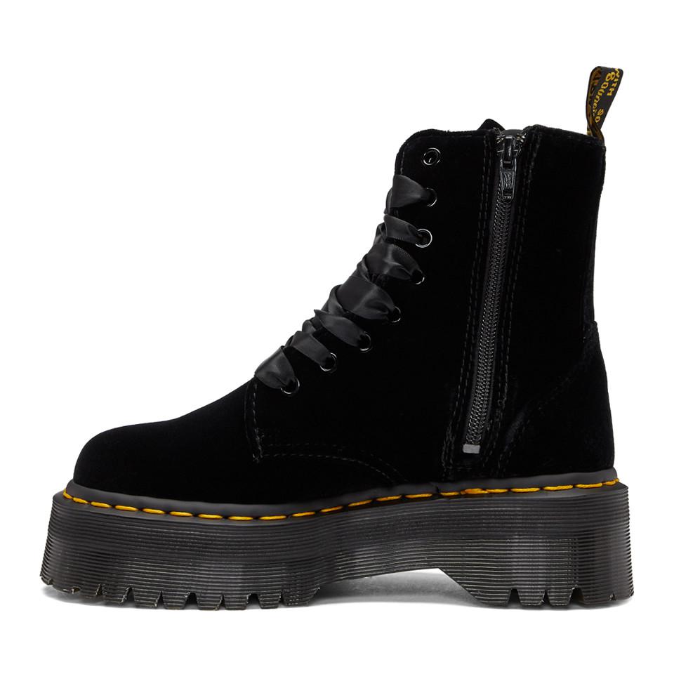 Dr. Martens Lace Black Velvet Jadon Platform Boots Lyst