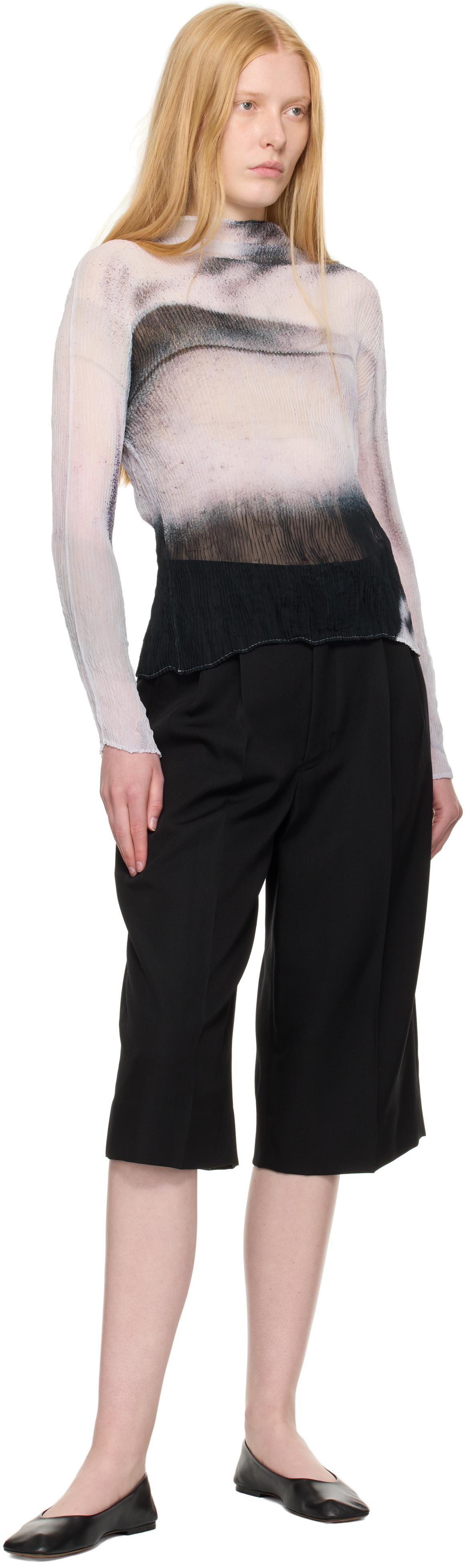 Issey Miyake Shadow Study Pleats Chiffon Twist Turtleneck in Black