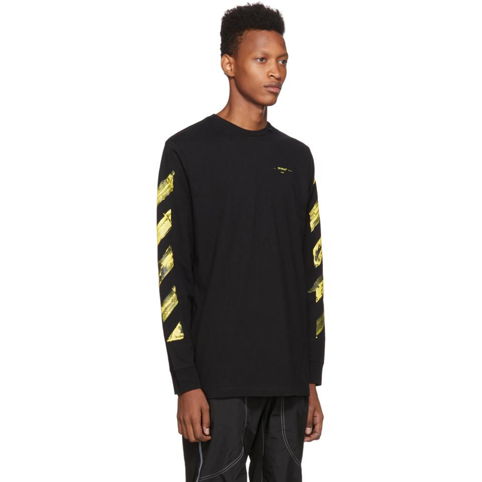 Off-White c/o Virgil Abloh Ssense Exclusive Black And Yellow Painted Arrows Long  Sleeve T-shirt for Men | Lyst