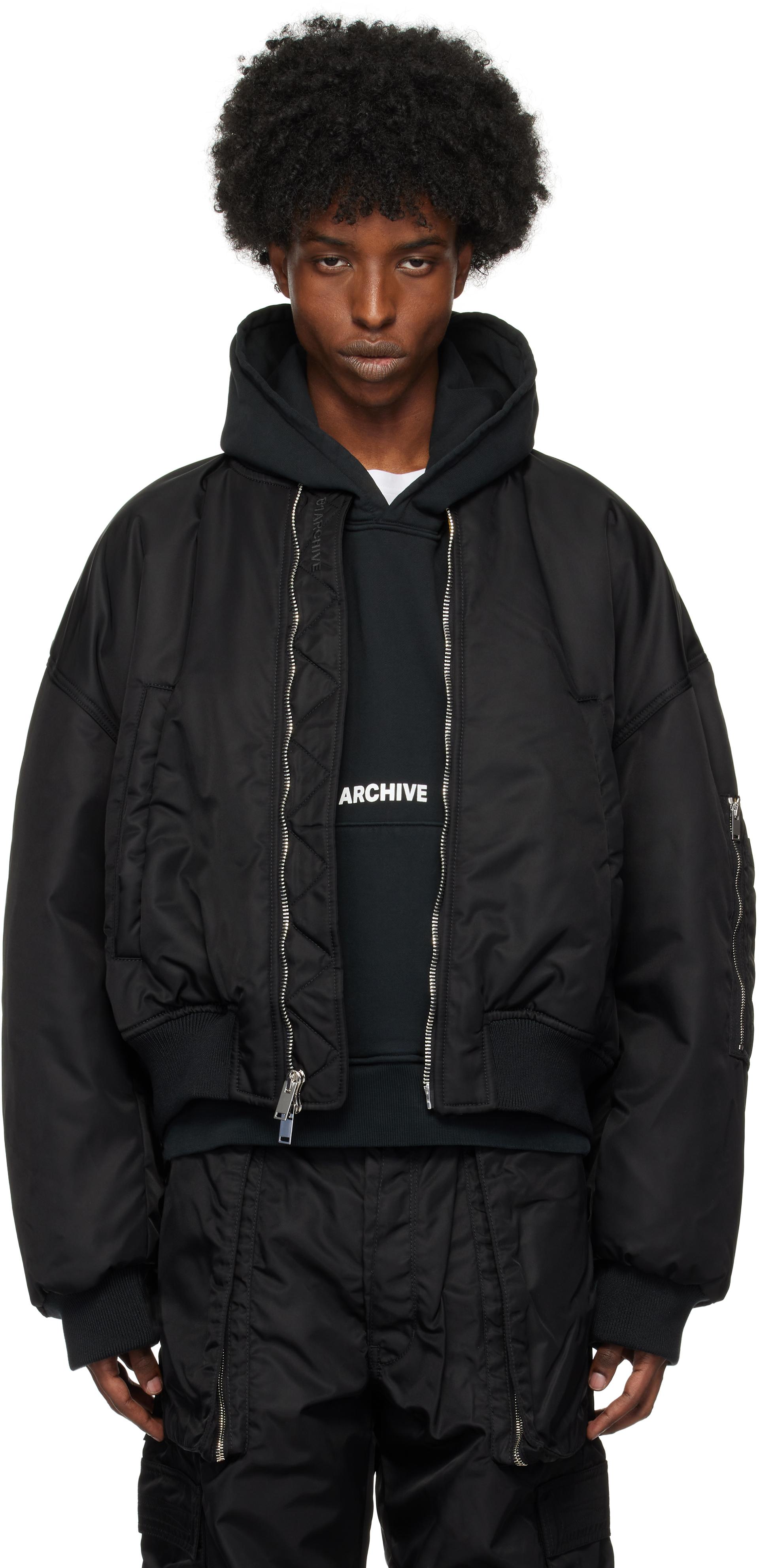 99%is ボンバー　ナイロン　ジャケット　ジップアップ　ブラック　2 28181049_57697927_1000.jpg