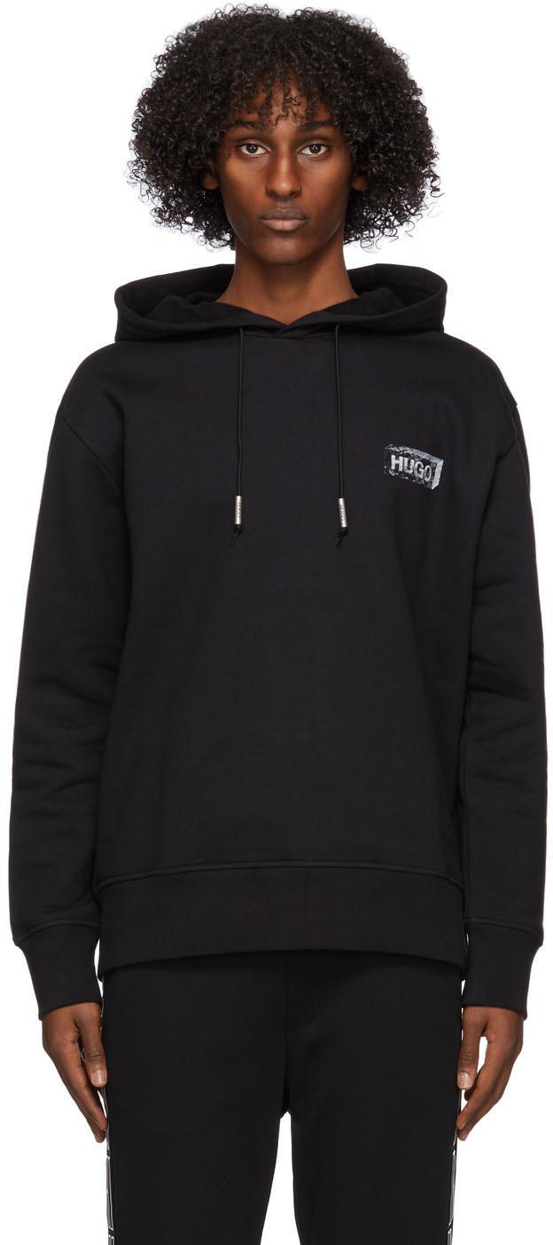 hugo boss saggy hoodie black and gold