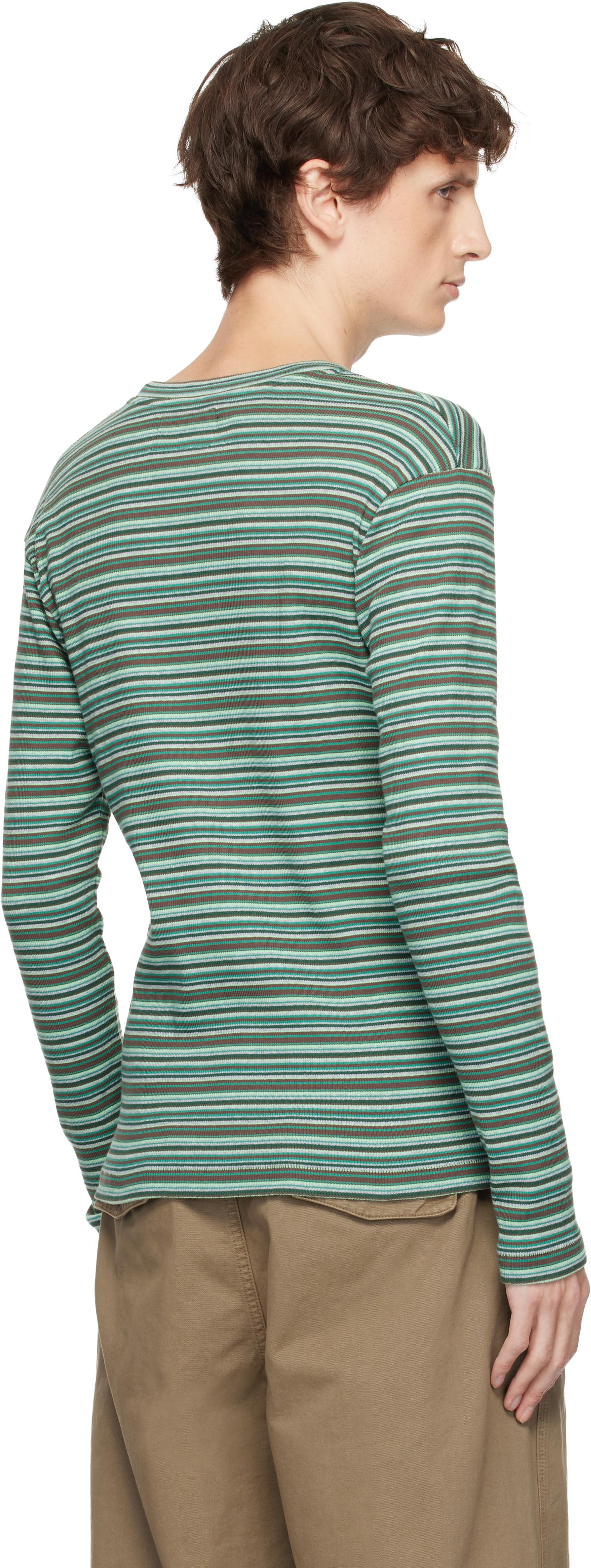 ERL Striped Long Sleeved T-Shirt in Green for Men | Lyst