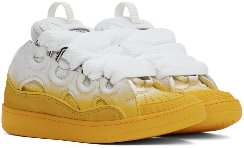 スニーカー LANVIN Men Sneakers FMSKAK01SUSHP240140 Yellow Lanvin Leather Curb Sneaker Fluorescent Yellow Lace Up Size