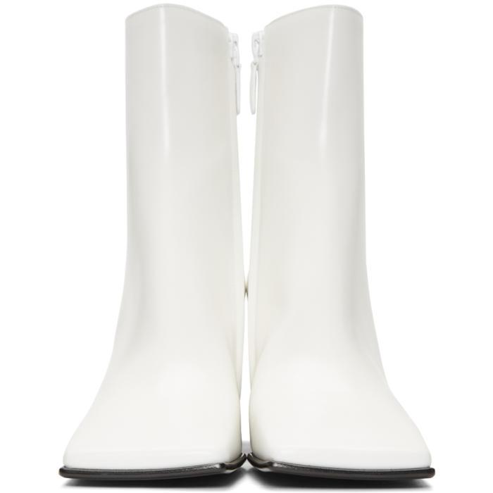 Balenciaga Leather White Square Toe Boots | Lyst