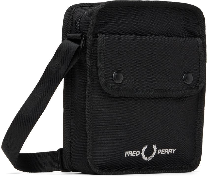 Fred Perry Black Branded Messenger Bag for Men | Lyst