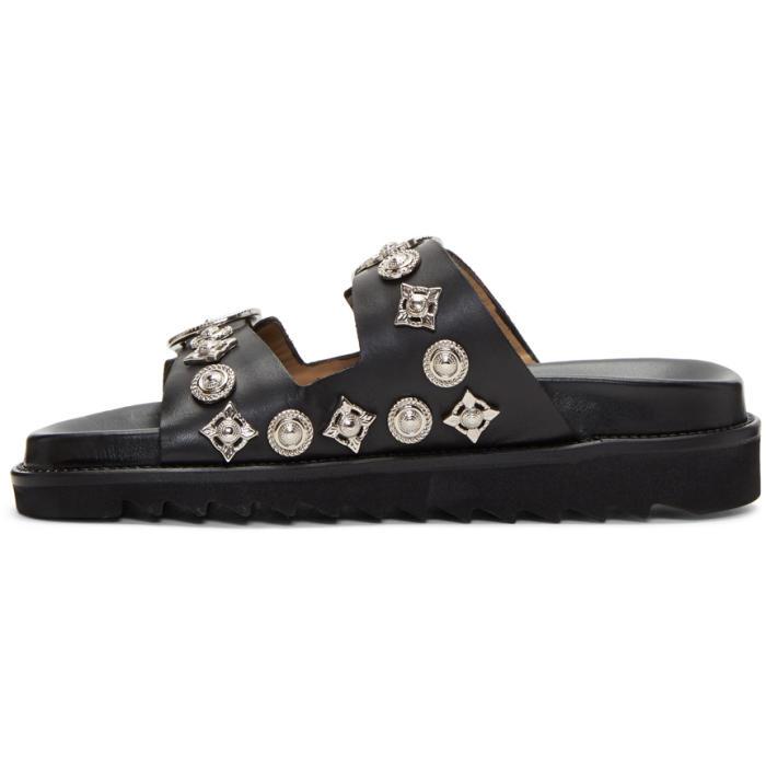 Toga Black Charms Buckle Slides Lyst