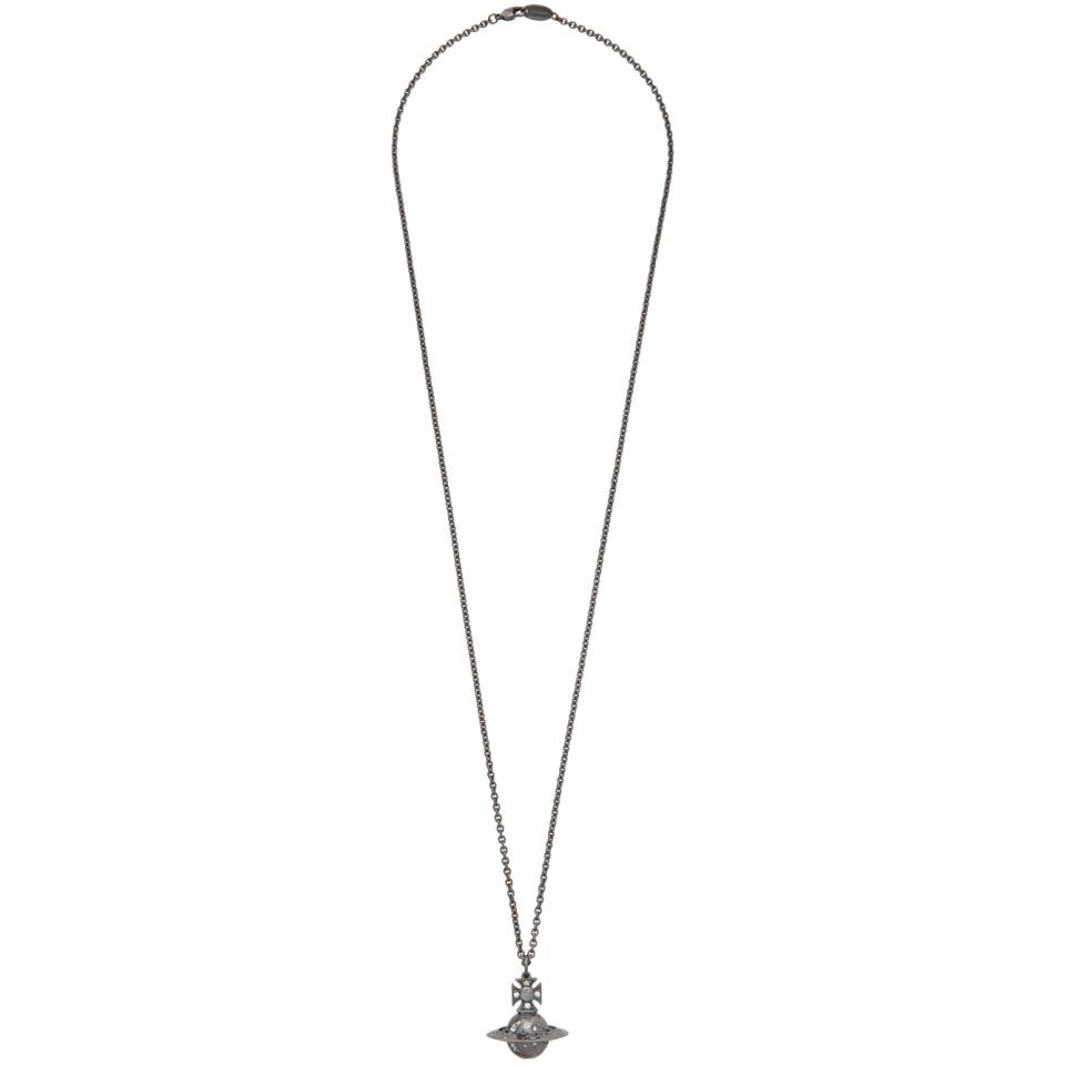 Vivienne Westwood Gunmetal Demetrius Orb Pendant Necklace in