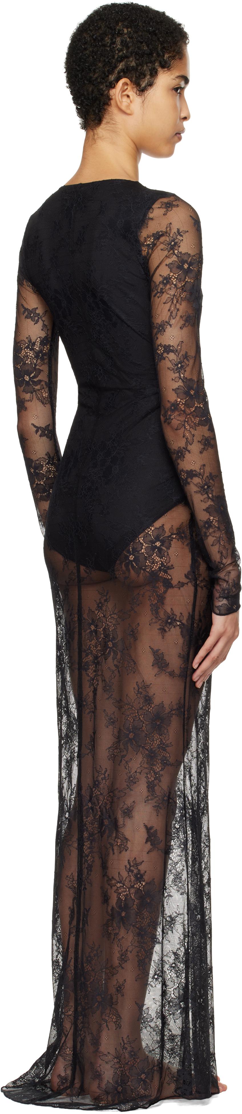 Skims Ultra Fine Lace Plunge Long Maxi Dress in Black | Lyst Skims Ultra Fine Lace Plunge Long Maxi Dress in Black | Lyst
