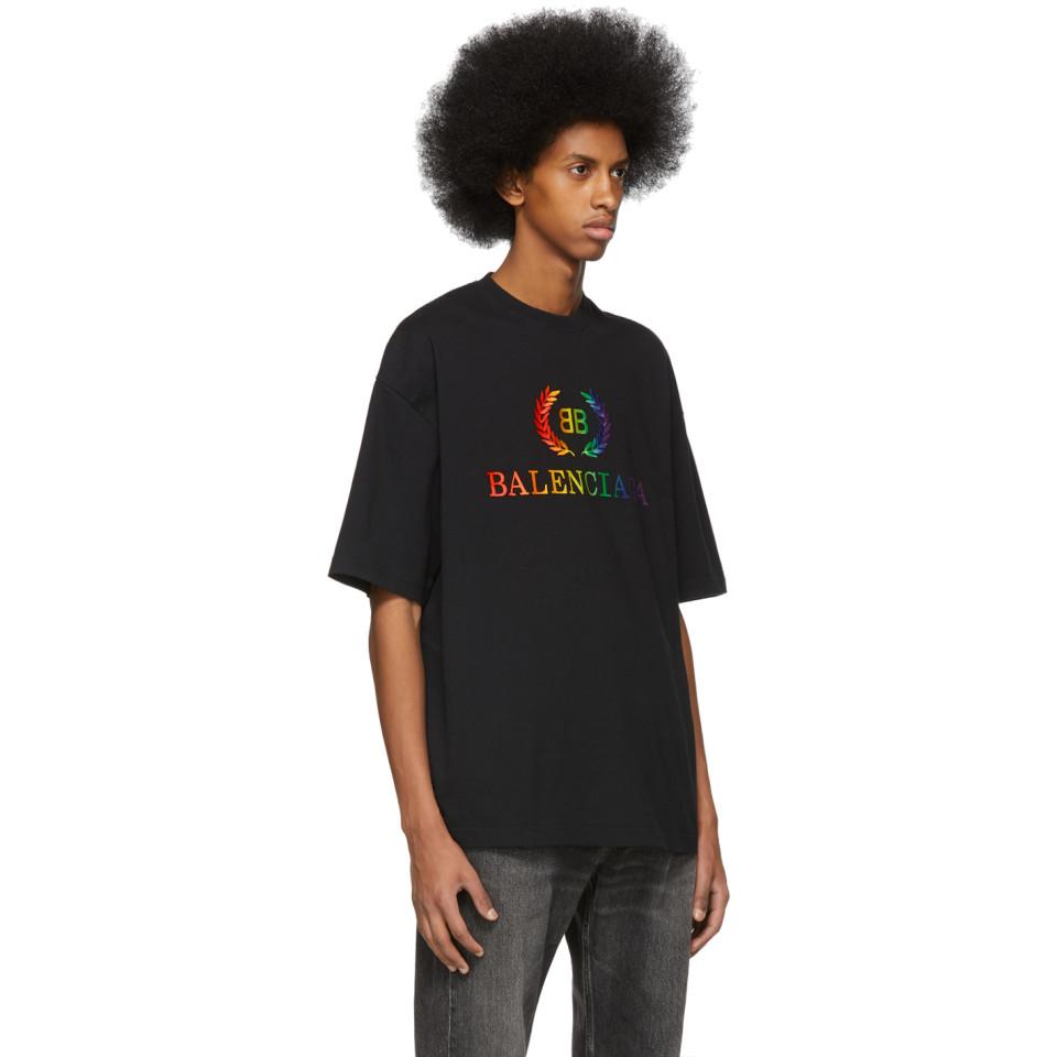 etage Desperat Inde Balenciaga Black Rainbow Bb Regular Fit T-shirt for Men | Lyst