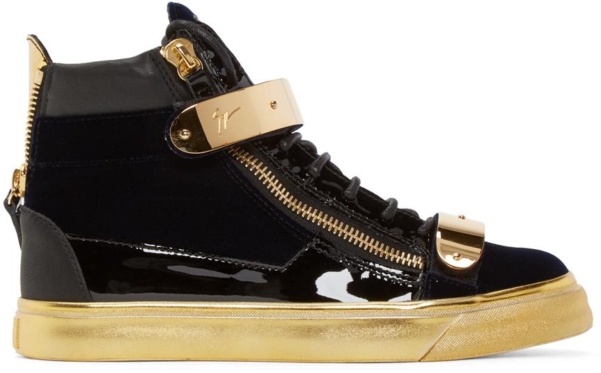 black and gold giuseppe trainers