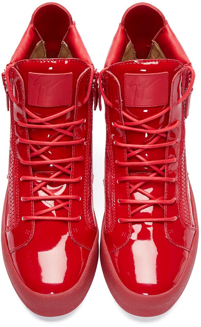 Giuseppe Zanotti Red Patent Leather High-top London Sneakers for Men - Lyst