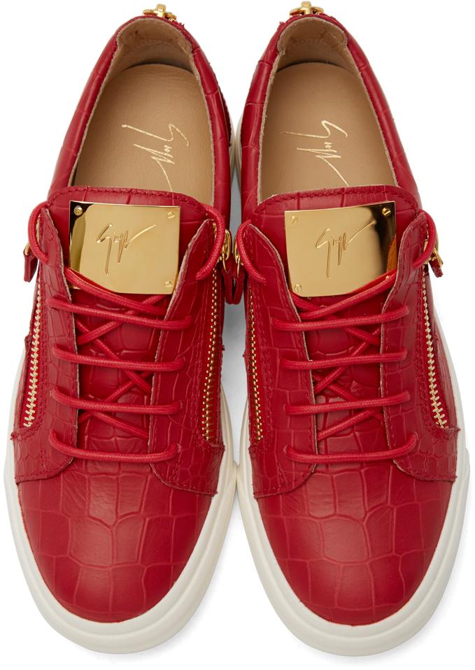 Sociologi måske Marquee Giuseppe Zanotti Leather Red Croc-embossed London Sneakers for Men - Lyst