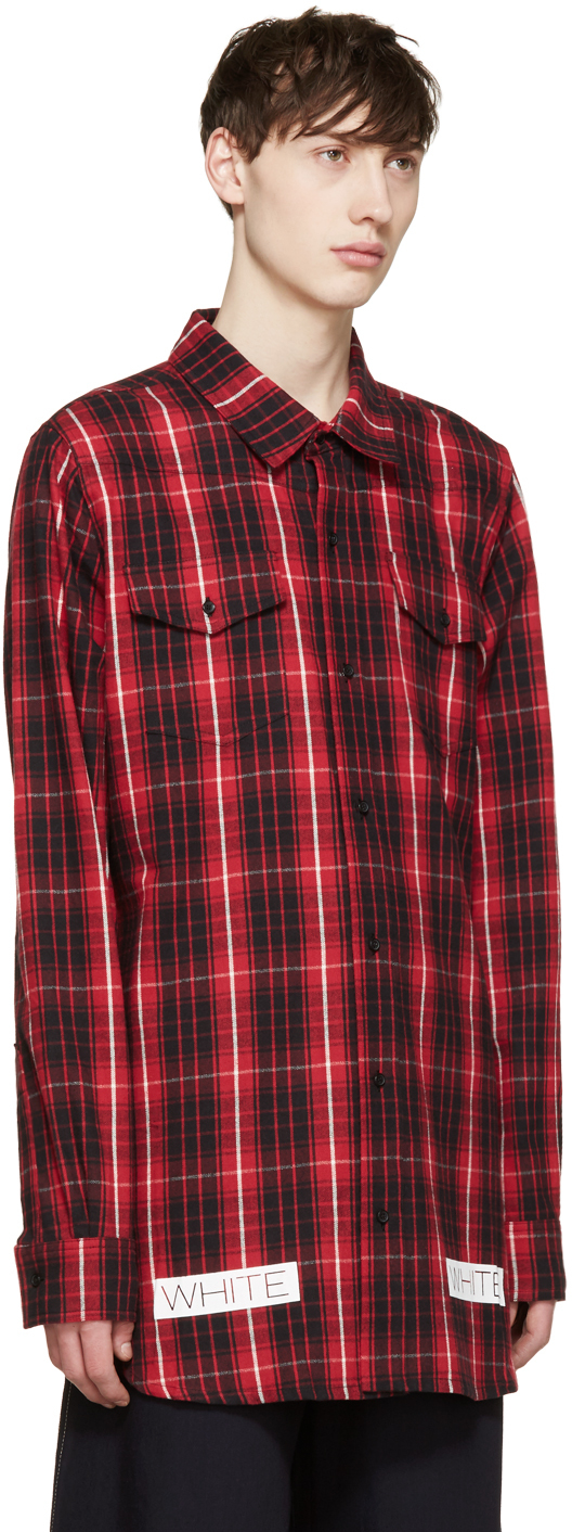 Jeg vasker mit tøj Optimisme otte Off-White c/o Virgil Abloh Red & Black Flannel Check Shirt for Men - Lyst