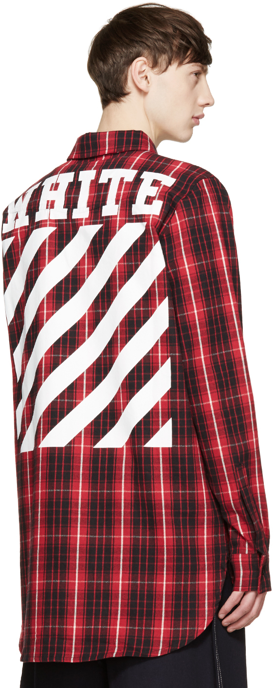 Off White c o Virgil Abloh Red Black Flannel Check Shirt for Men Lyst