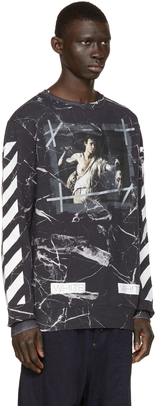 off white black marble hoodie