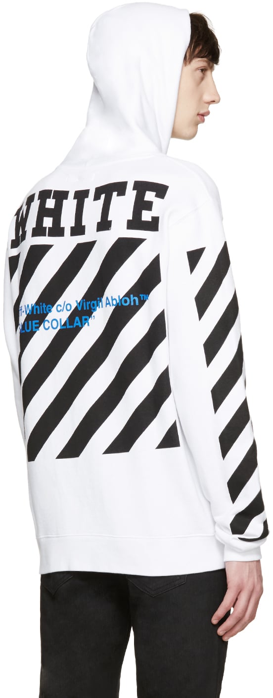 Off-White c/o Virgil Abloh White Blue Collar Hoodie for Men | Lyst