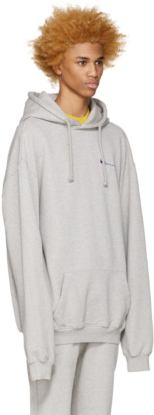 Vetements Grey Oversized Logo Hoodie in Gray for Men | Lyst