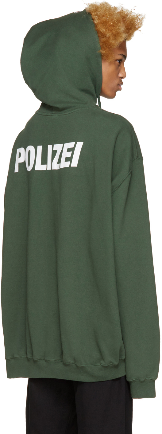 Vetements Cotton Green Polizei Hoodie for Men | Lyst