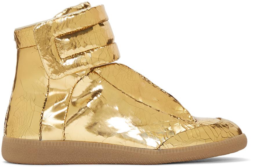 Maison Margiela Gold Cracked Future High-top Sneakers in Metallic for Men |  Lyst