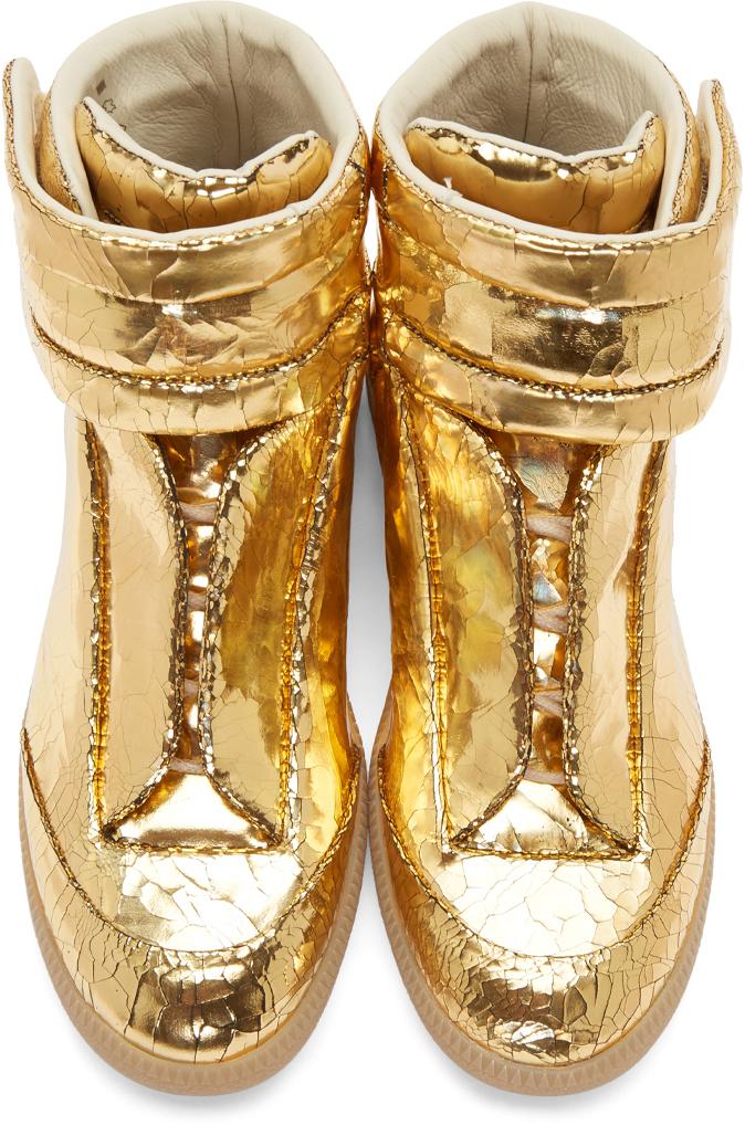 Maison Margiela Gold Cracked Future High-top Sneakers in Metallic for Men |  Lyst