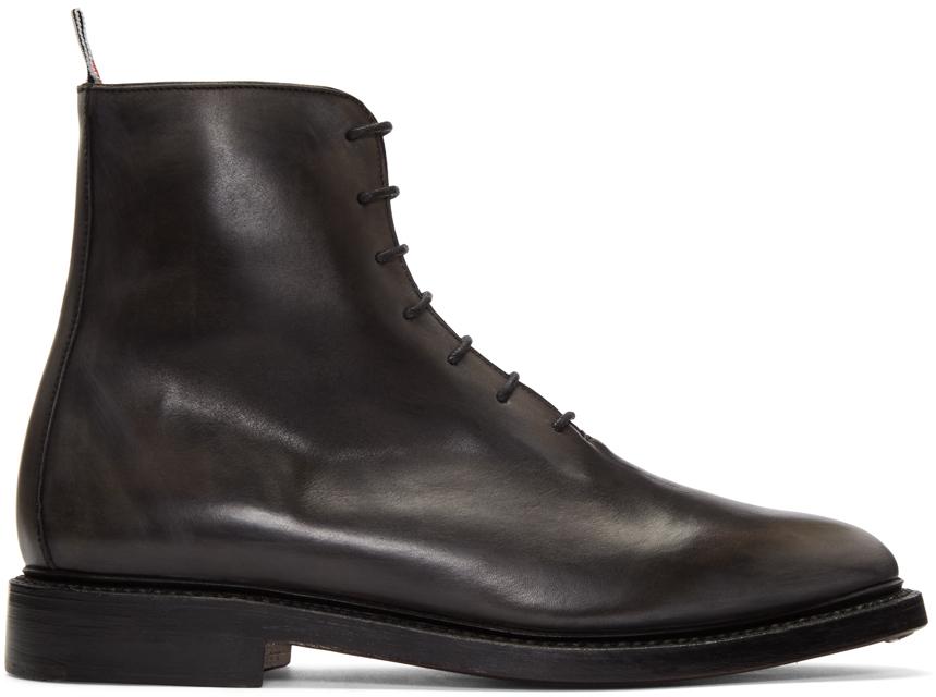 Thom Browne Black Wholecut Boots for Men | Lyst