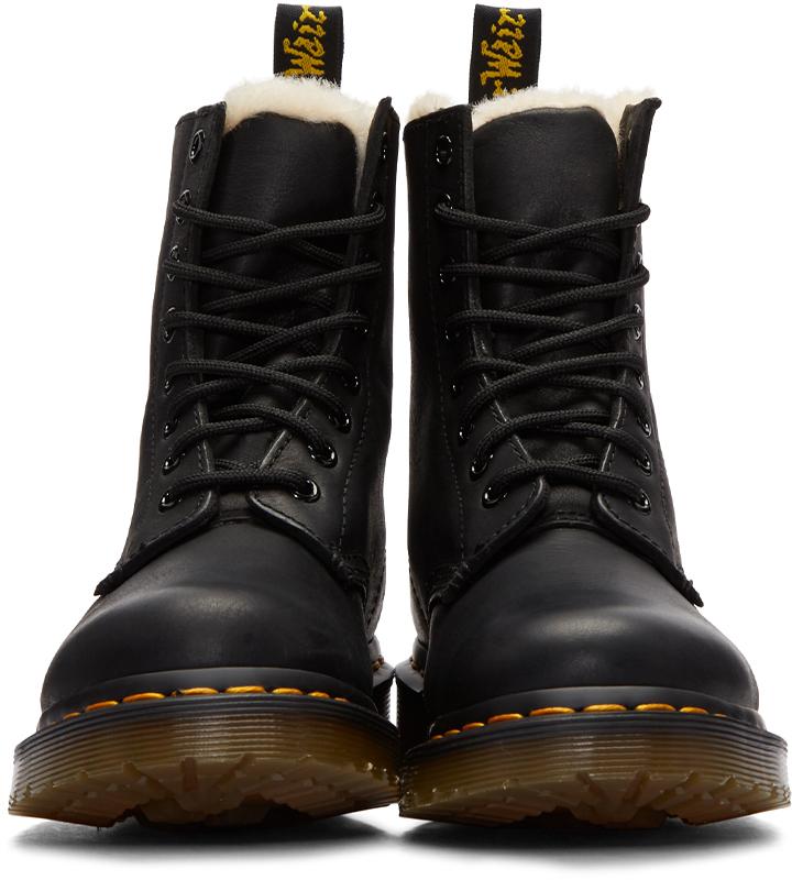 black dr martens fur lined