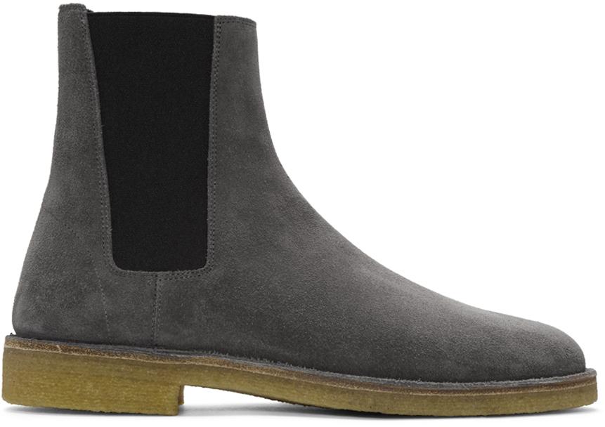 Saint Laurent Nevada Suede Chelsea Boots in Grey (Gray) for Men - Lyst