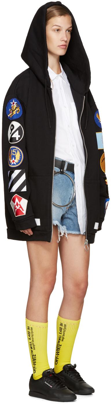 Off White c o Virgil Abloh Black Patches Zip Hoodie Lyst