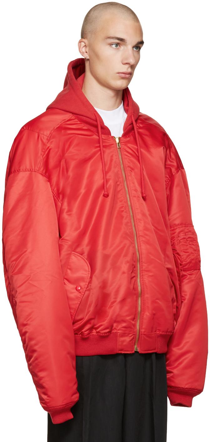 red bomber coat