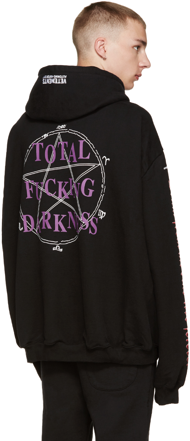 Vetements Total Darkness Cotton Hooded Sweatshirt in Black for Men | Lyst