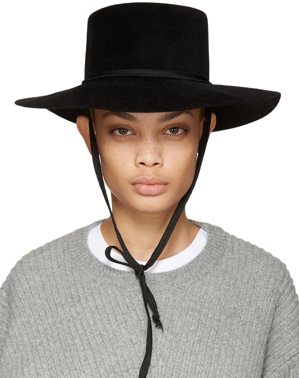 Clyde Black Felt Gaucho Hat in Natural 