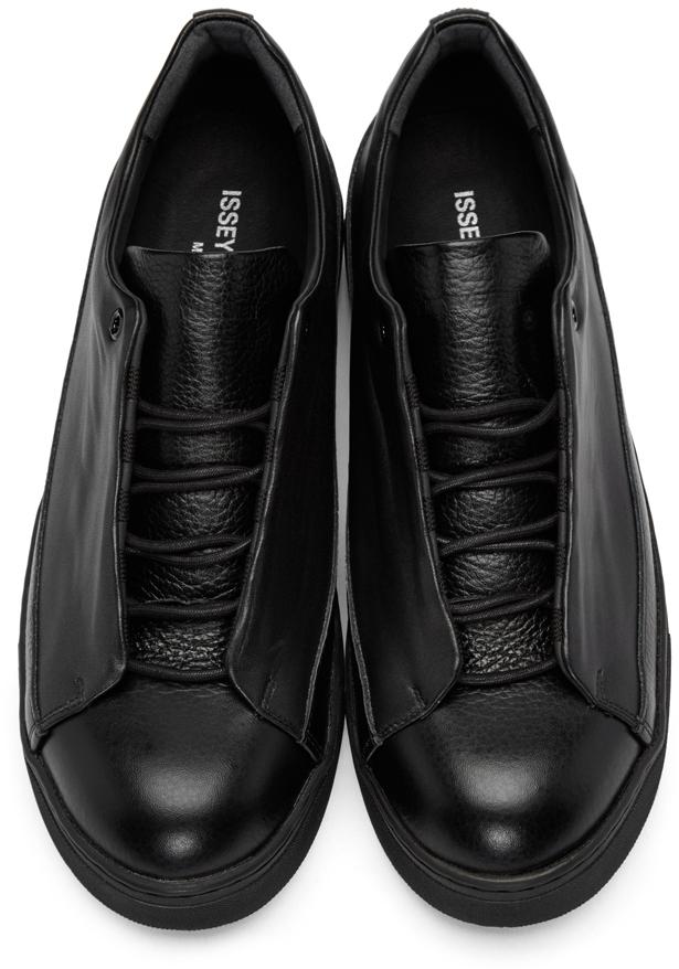 Issey Miyake Black Leather Sneakers for Men - Lyst
