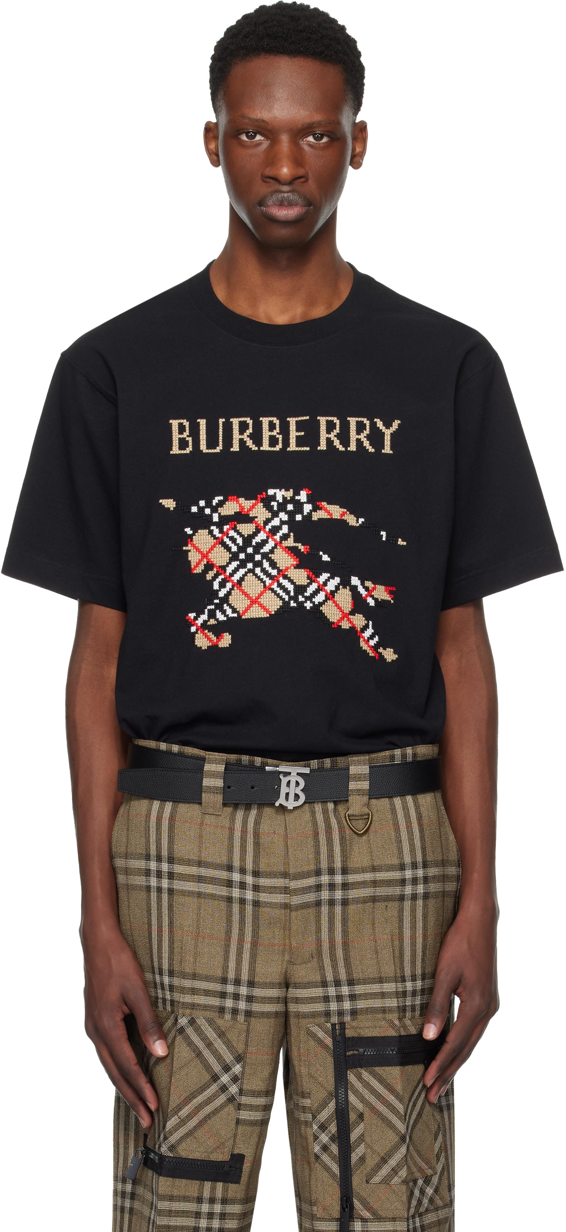 BURBERRY EKD クルーネック 半袖 ストライプ コットン Tシャツ EKD コットンTシャツ (チョーク) - ウィメンズ, コットン