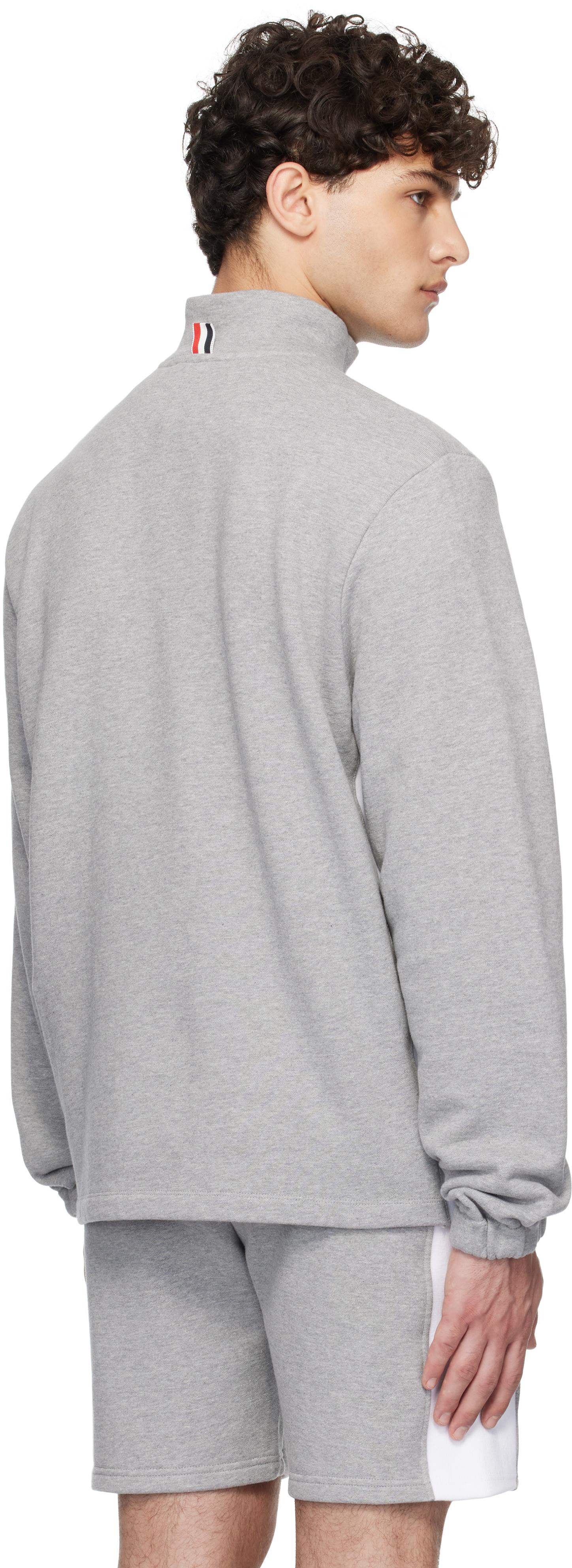 Thom Browne メンズ グレー 4-Bar クラシック ジャージ ハーフジップ  