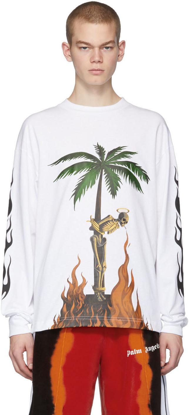 PALM ANGELS - tiji jojo着用 palm angels ロンT ファイアーパターンの 