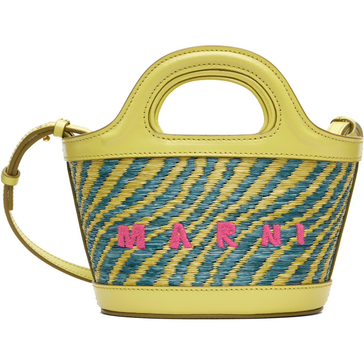Marni Wavy Raffia-Effect Tropicalia Micro Tote in Yellow | Lyst