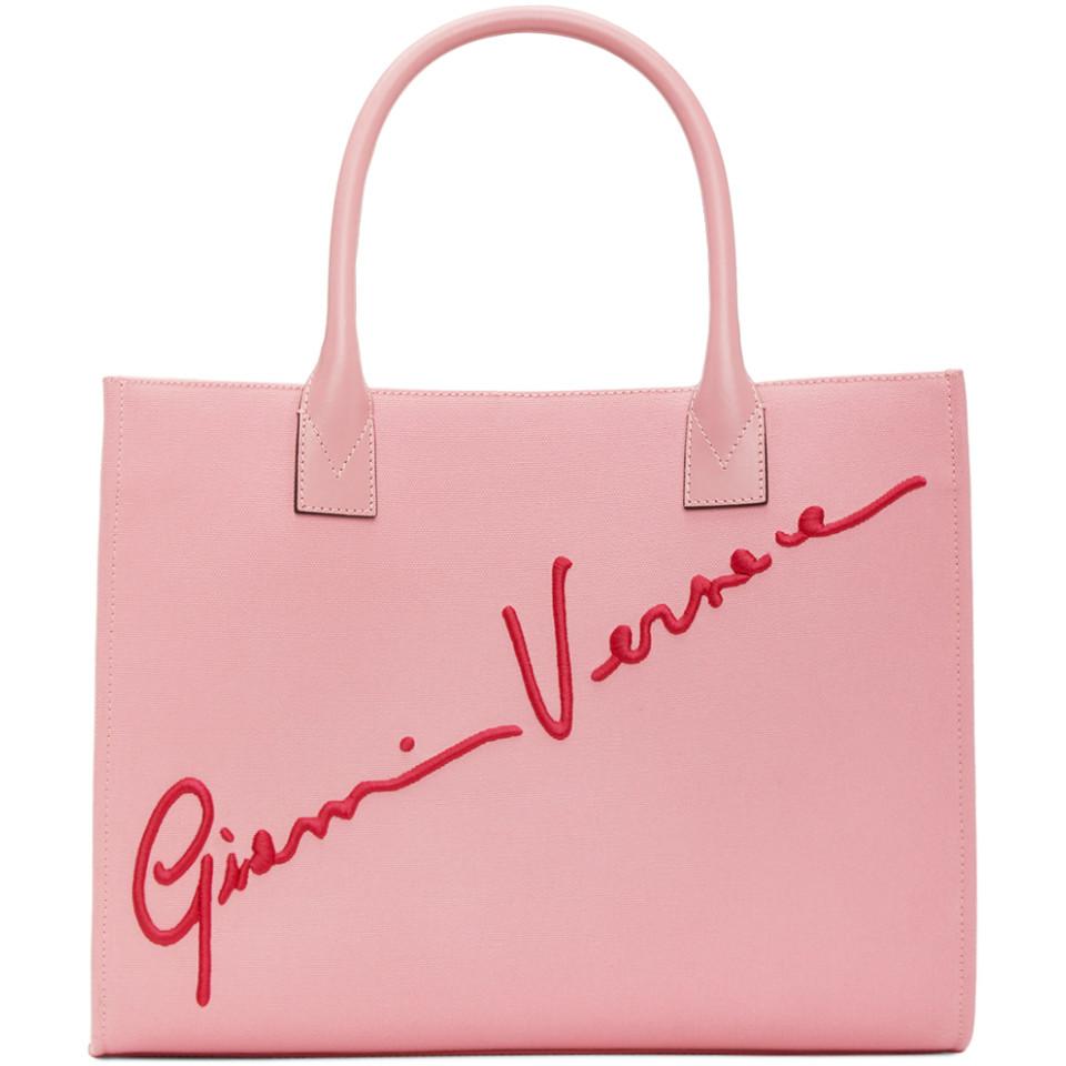 Versace Pink Cabas Gv Signature Tote Bag